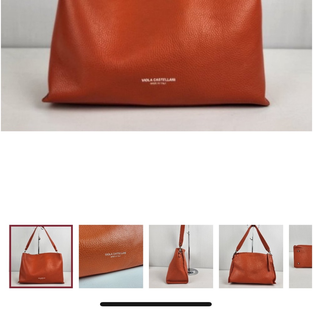 Viola Castellani Orange Leather Shoulder/ adjustable cross body strap